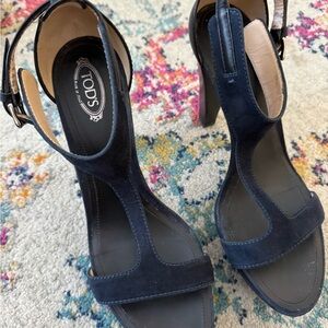 Tod's Dark Blue Heeled Sandals
